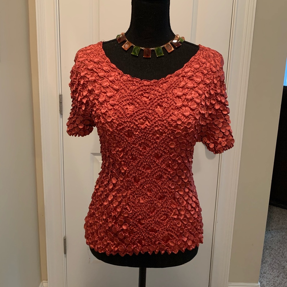 Burnt Orange Short Sleeve Rouched Top